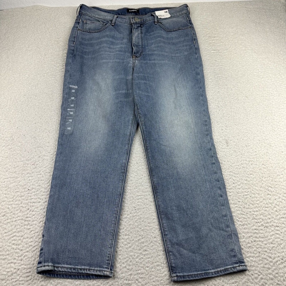 NWT Express Mom Jeans Super High‎ Rise Women's 14R Medium Wash Stretch NEW
